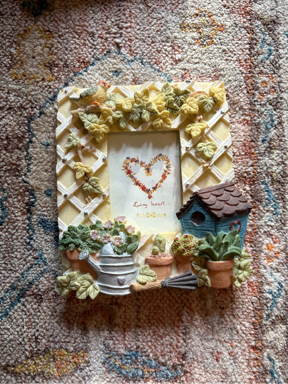Vintage 2000s Cottage Birdhouse Tabletop Picture Frame